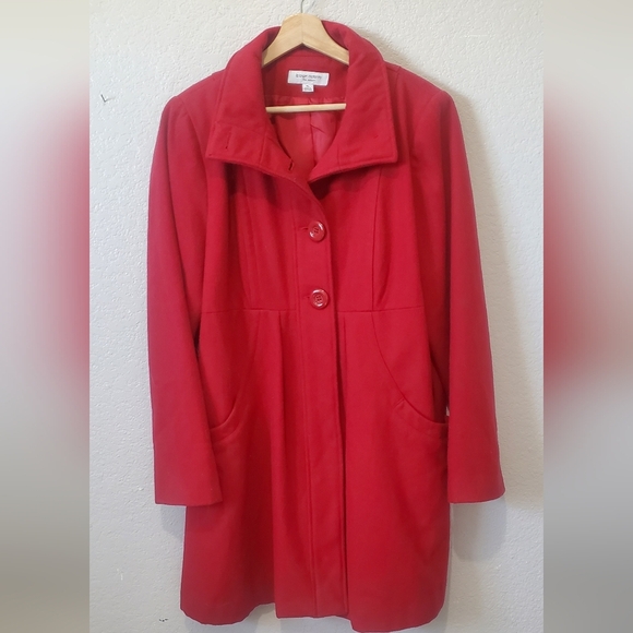Liz Lange Meternity Wool Long Red Button-Up Coat Size XL - Picture 4 of 7